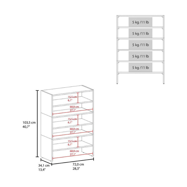 English Elm Berlin Five Tier White Shoe Rack Slim Entryway Closet Organizer for Small Spaces B062S02433