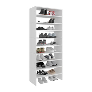 English Elm Berlin White Vertical Tower Shoe Rack with Eight Open Tiers for Entryway Storage B062S02435