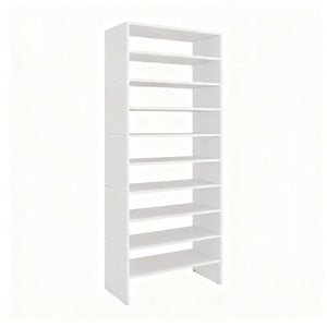 English Elm Berlin White Vertical Tower Shoe Rack with Eight Open Tiers for Entryway Storage B062S02435