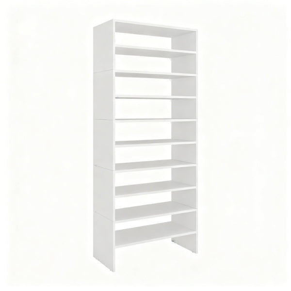 English Elm Berlin White Vertical Tower Shoe Rack with Eight Open Tiers for Entryway Storage B062S02435