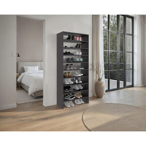English Elm Houston Eight Tier Wenge Finish Shoe Rack Slim Vertical Entryway Storage Organizer B062S02439