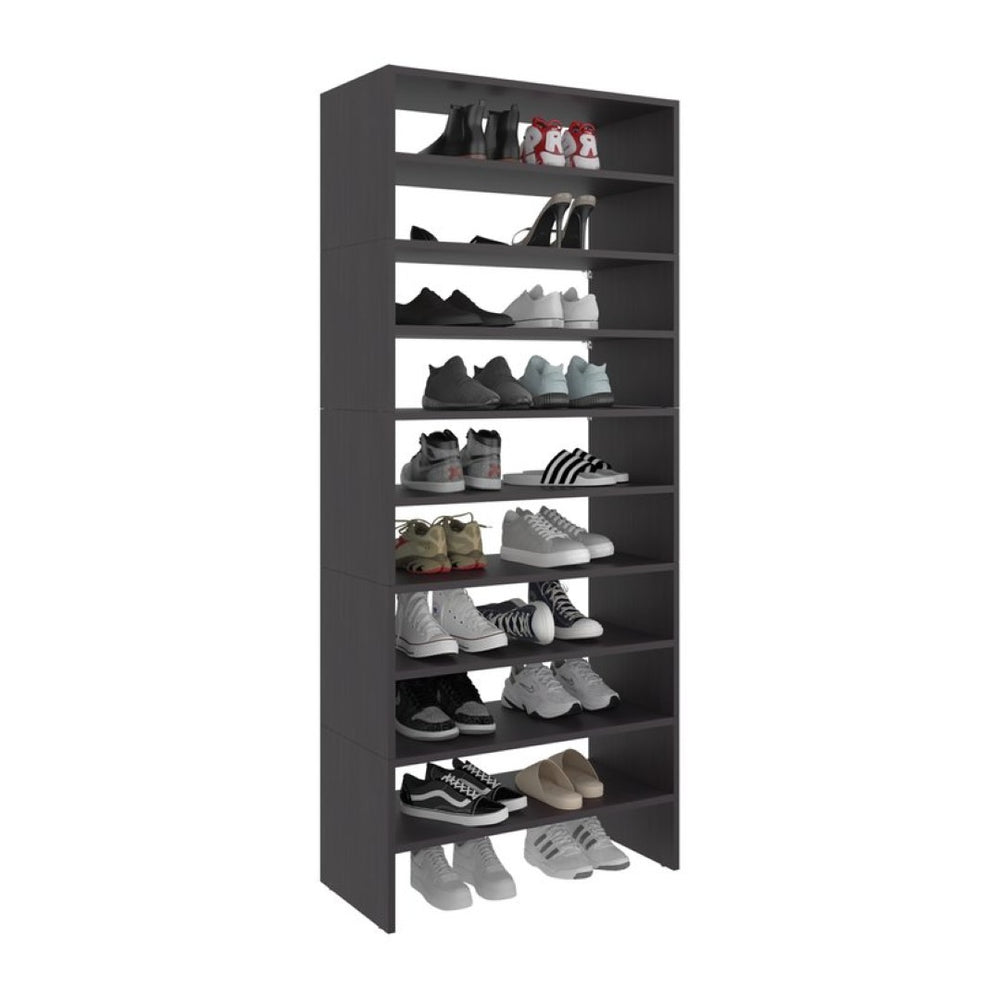 English Elm Houston Eight Tier Wenge Finish Shoe Rack Slim Vertical Entryway Storage Organizer B062S02439