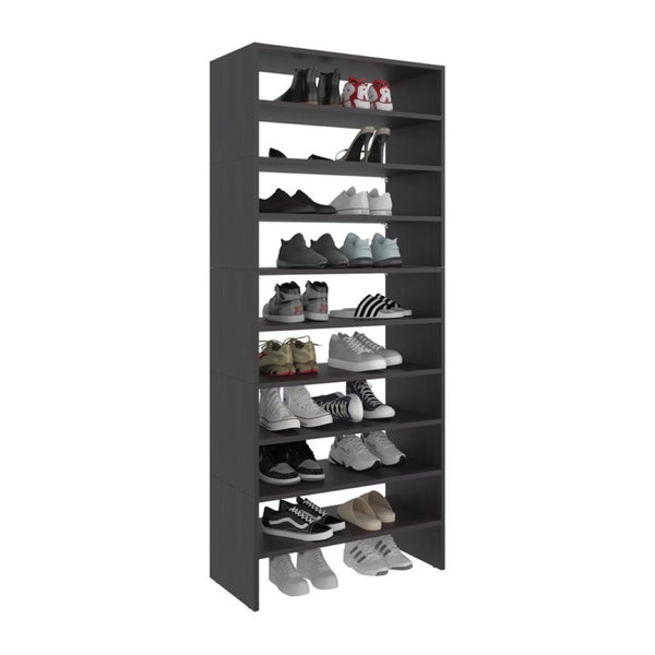English Elm Houston Eight Tier Wenge Finish Shoe Rack Slim Vertical Entryway Storage Organizer B062S02439