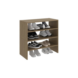 English Elm Orion Three Tier Open Shoe Rack in Warm Oak Finish for Entryway or Closet Storage B062S02440