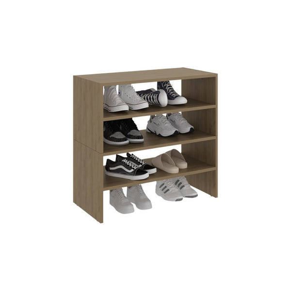 English Elm Orion Three Tier Open Shoe Rack in Warm Oak Finish for Entryway or Closet Storage B062S02440