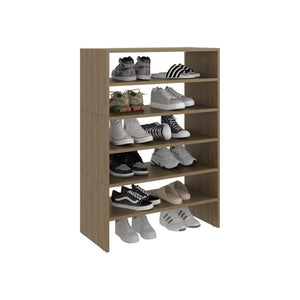 English Elm Orion Five Tier Open Shoe Rack in Warm Oak Finish for Entryway or Mudroom B062S02441