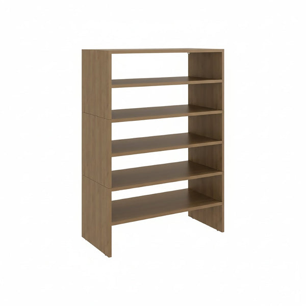 English Elm Orion Five Tier Open Shoe Rack in Warm Oak Finish for Entryway or Mudroom B062S02441