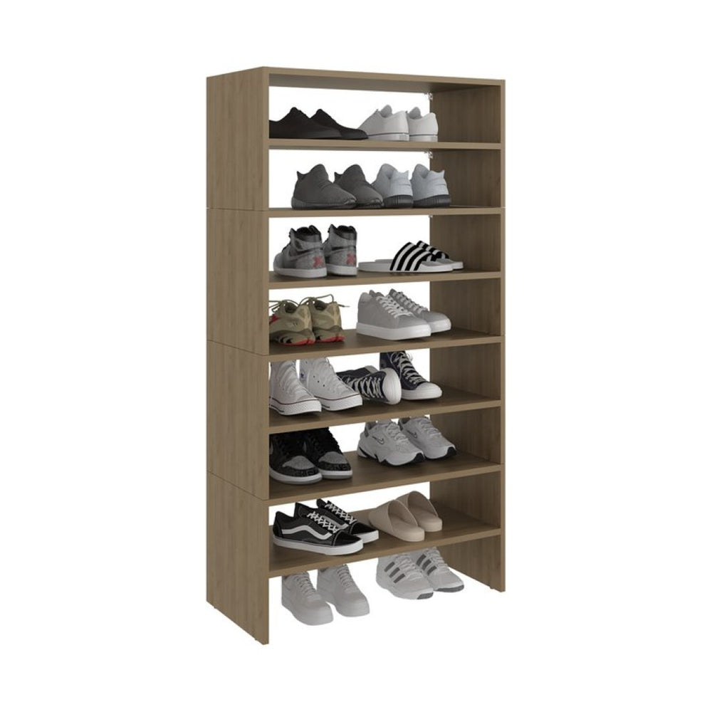 English Elm Orion Six Tier Open Shoe Rack Warm Oak Finish Entryway Storage Organizer B062S02442