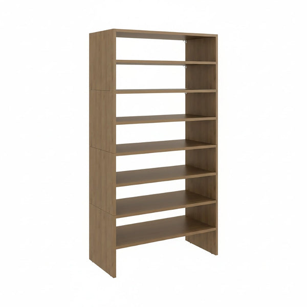 English Elm Orion Six Tier Open Shoe Rack Warm Oak Finish Entryway Storage Organizer B062S02442