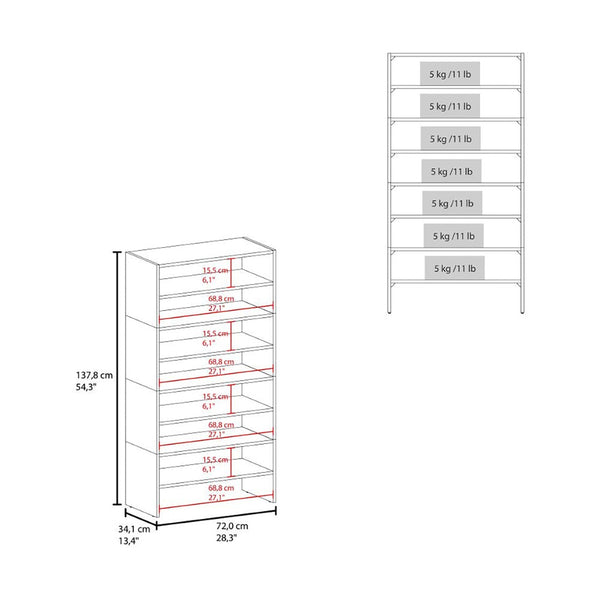 English Elm Orion Six Tier Open Shoe Rack Warm Oak Finish Entryway Storage Organizer B062S02442