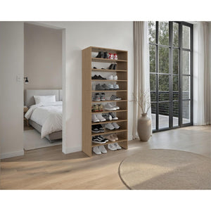English Elm Orion Eight Tier Tall Shoe Rack in Warm Oak Finish for Entryways and Closets B062S02443