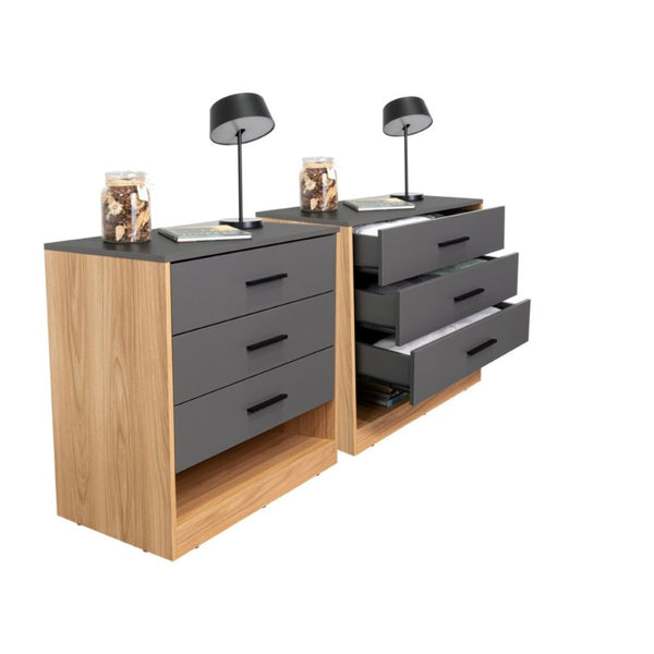English Elm Natural Oak and Grey Matt Two-tone Dresser Set with Drawers for Bedroom Storage B062S02449