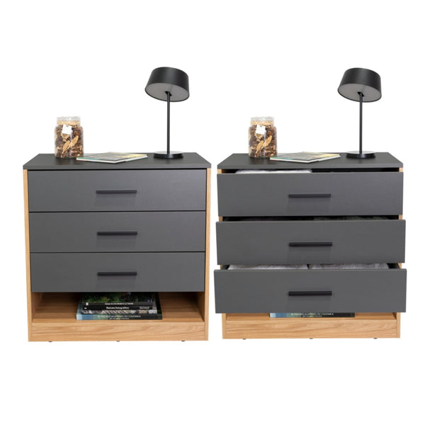 English Elm Natural Oak and Grey Matt Two-tone Dresser Set with Drawers for Bedroom Storage B062S02449