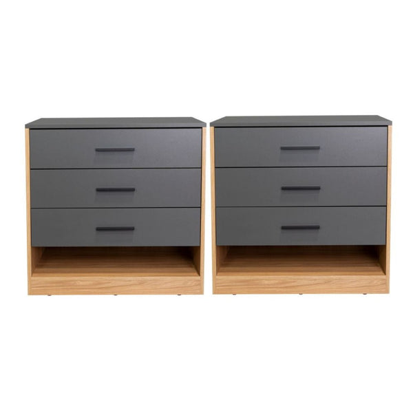 English Elm Natural Oak and Grey Matt Two-tone Dresser Set with Drawers for Bedroom Storage B062S02449