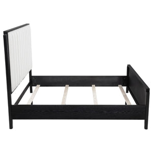 English Elm Ennis Queen Bed Wire-Brushed Black Frame Ivory Channel Tufted Headboard Modern B062S02454