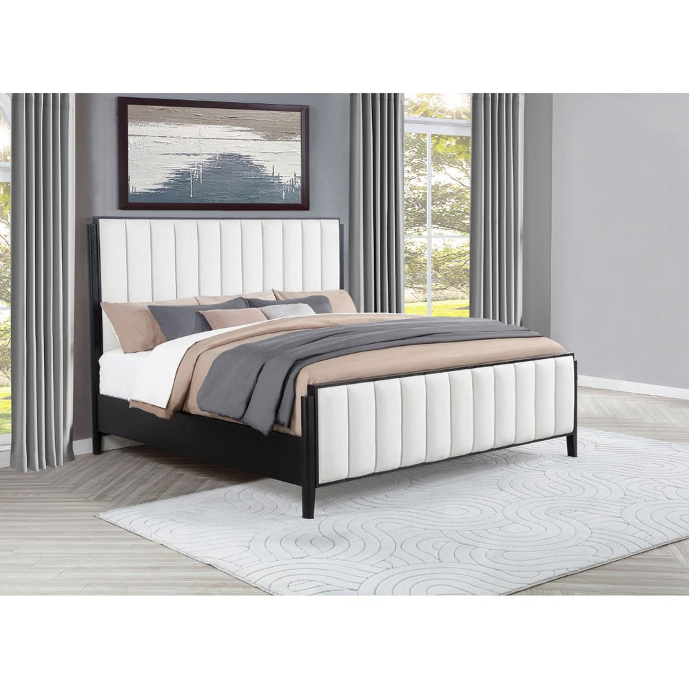 English Elm Ennis Channel Tufted Upholstered Eastern King Bed with Tall Headboard Modern Style B062S02455