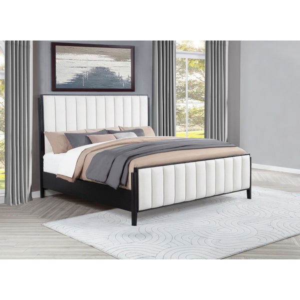English Elm Ennis Channel Tufted Upholstered Eastern King Bed with Tall Headboard Modern Style B062S02455