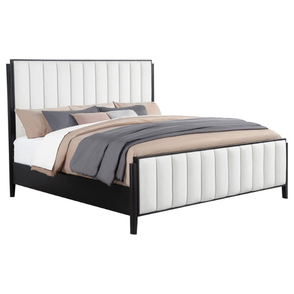 English Elm Ennis Channel Tufted Upholstered Eastern King Bed with Tall Headboard Modern Style B062S02455