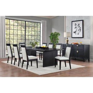 English Elm Ennis 9 Piece Rectangular Oak Veneer Dining Set with Ivory Upholstered Seating B062S02458