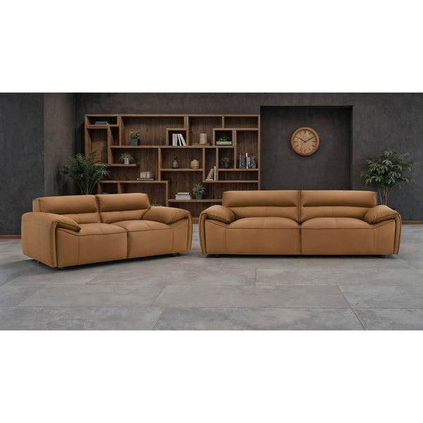 English Elm Hudson Top Grain Leather Sofa Set Modern Low Profile Living Room Two Piece B062S02467