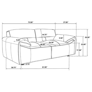 English Elm Hudson Top Grain Leather Sofa Set Modern Low Profile Living Room Two Piece B062S02467