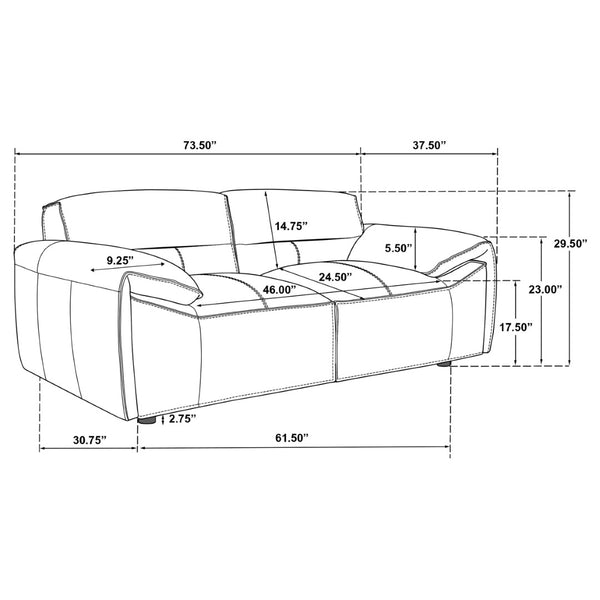 English Elm Hudson Top Grain Leather Sofa Set Modern Low Profile Living Room Two Piece B062S02467