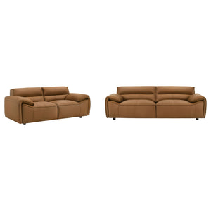 English Elm Hudson Top Grain Leather Sofa Set Modern Low Profile Living Room Two Piece B062S02467