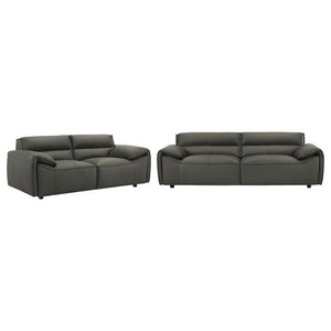 English Elm Hudson Top Grain Leather Sofa and Loveseat Set for Modern Living Rooms B062S02468
