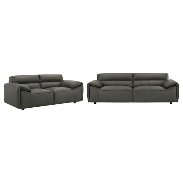 English Elm Hudson Top Grain Leather Sofa and Loveseat Set for Modern Living Rooms B062S02468
