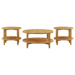 English Elm Elliott Maple Rubberwood 3 Piece Round Coffee and End Table Set for Living Room B062S02469