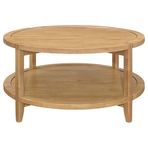 English Elm Elliott Maple Rubberwood 3 Piece Round Coffee and End Table Set for Living Room B062S02469