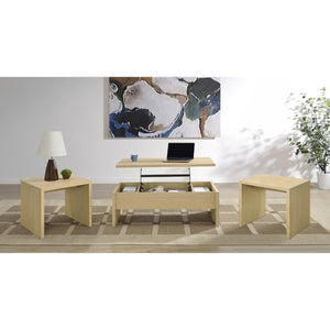 English Elm Parker Three Piece Living Room Set with Lift Top Storage and Light Oak Finish B062S02472
