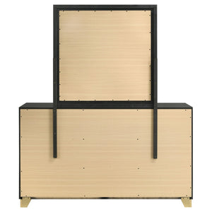 English Elm Napa Matte Black Six Drawer Dresser with Brushed Gold Pulls and Coordinating Wall Mirror B062S02475