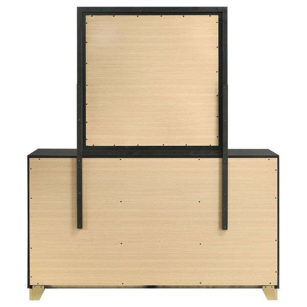 English Elm Napa Matte Black Six Drawer Dresser with Brushed Gold Pulls and Coordinating Wall Mirror B062S02475