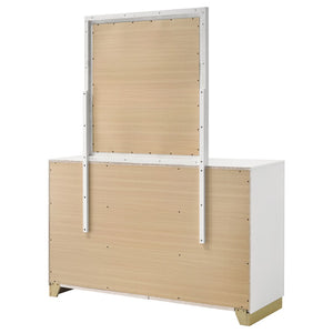 English Elm Napa White Six Drawer Dresser with Mirror Brushed Gold Pulls Modern Bedroom B062S02476