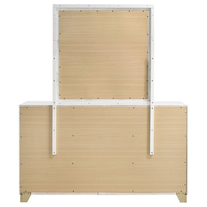 English Elm Napa White Six Drawer Dresser with Mirror Brushed Gold Pulls Modern Bedroom B062S02476
