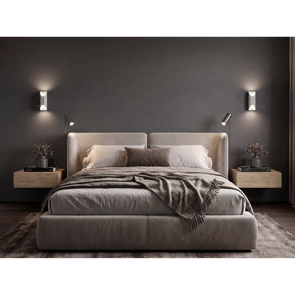 English Elm Natural Oak Wall Mounted Floating Nightstand Set for Modern Minimalist Bedrooms B062S02477