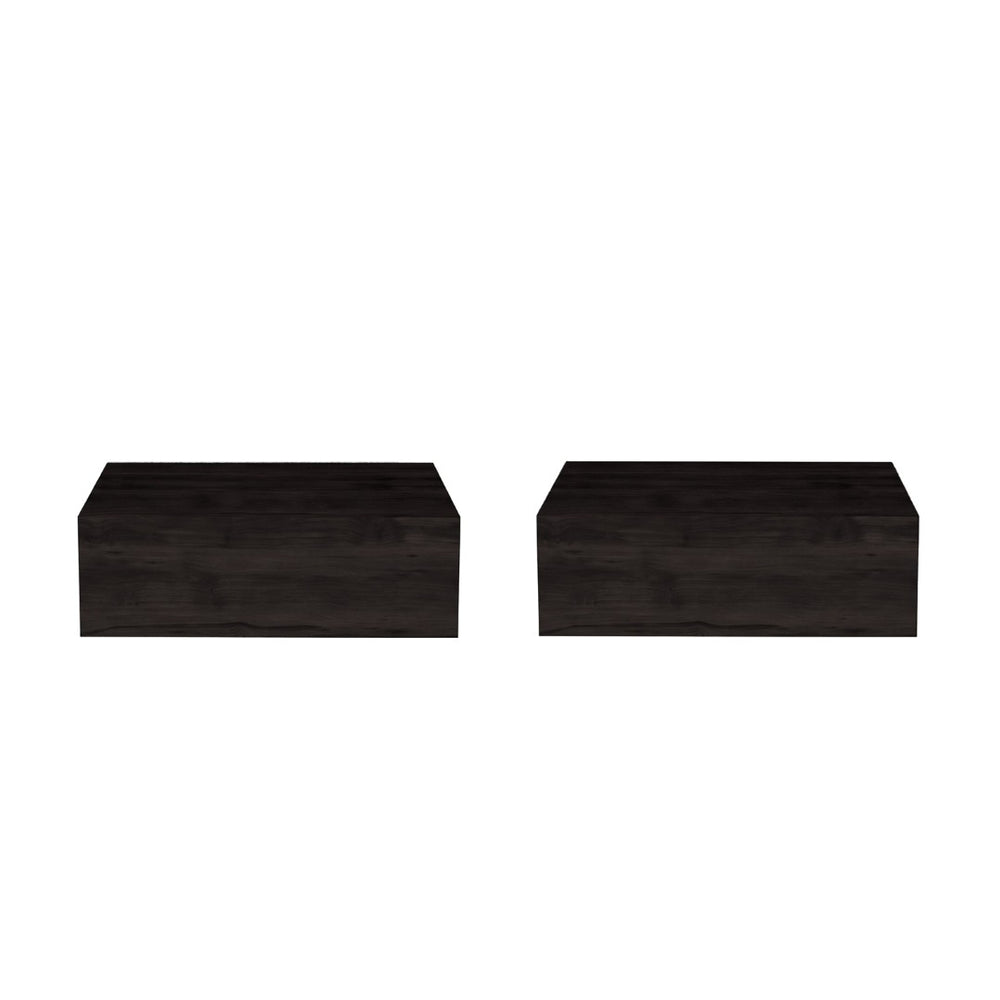 English Elm Dark Brown Wall Mounted Floating Nightstands Set of 2 Sleek Bedroom Storage B062S02480