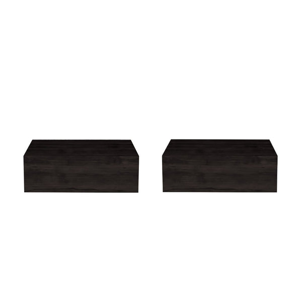 English Elm Dark Brown Wall Mounted Floating Nightstands Set of 2 Sleek Bedroom Storage B062S02480