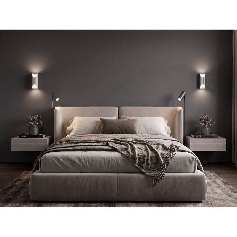 English Elm Gray Walnut Wall Mounted Floating Nightstand Pair for Modern Bedroom Storage B062S02481
