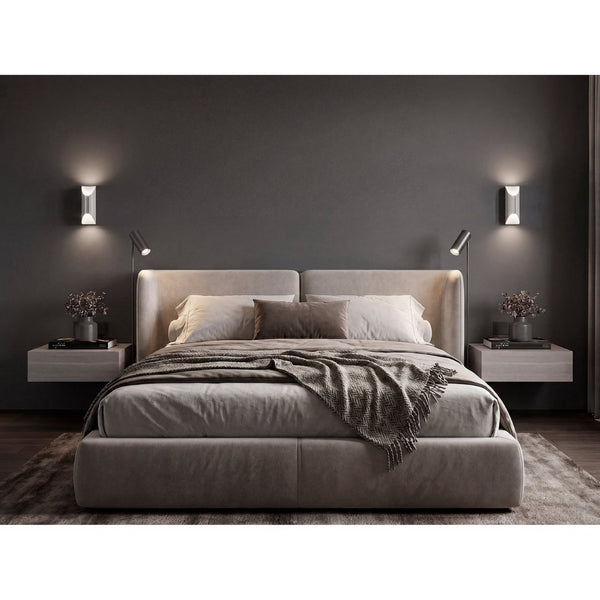 English Elm Gray Walnut Wall Mounted Floating Nightstand Pair for Modern Bedroom Storage B062S02481