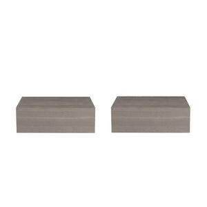 English Elm Gray Walnut Wall Mounted Floating Nightstand Pair for Modern Bedroom Storage B062S02481