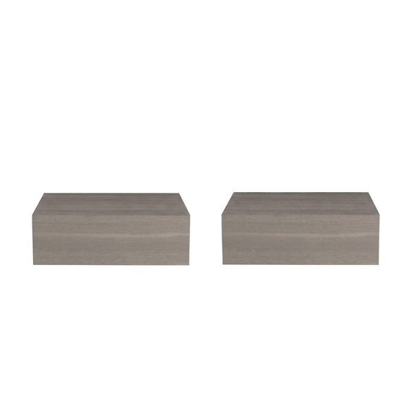 English Elm Gray Walnut Wall Mounted Floating Nightstand Pair for Modern Bedroom Storage B062S02481