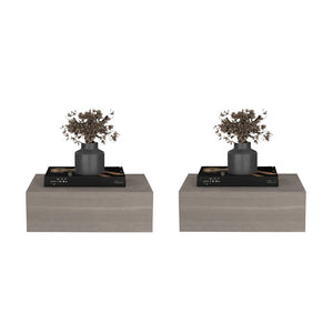 English Elm Gray Walnut Wall Mounted Floating Nightstand Pair for Modern Bedroom Storage B062S02481