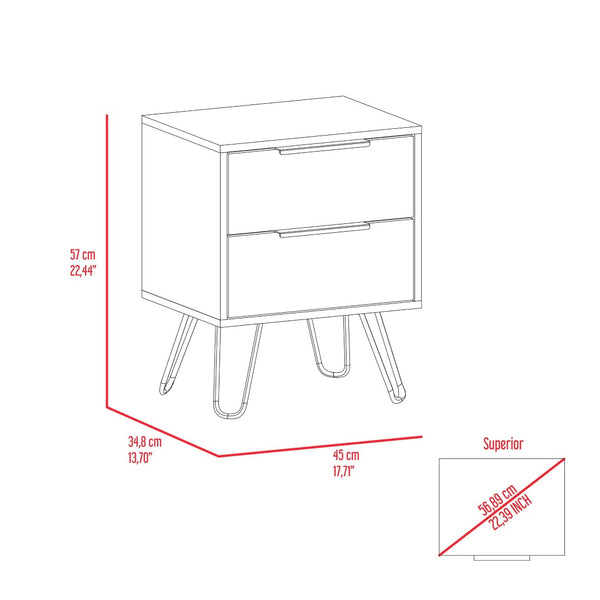 English Elm Light Oak Finish Scandinavian Bedroom Nightstands with Two Drawers Sold as Pair B062S02484