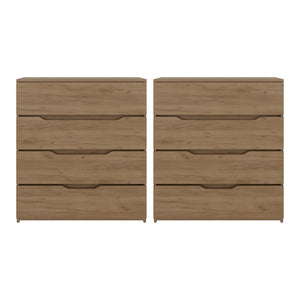 English Elm Natural Oak Finish 4 Drawer Dresser Set of 2 Slim Minimalist Bedroom Storage B062S02488