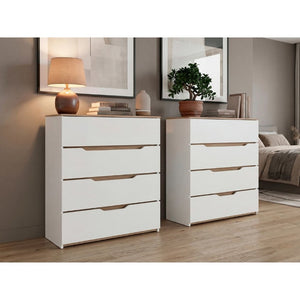 English Elm White Two Tone Oak Accent Compact Dresser Set Slim Modern Storage for Small Bedrooms B062S02491