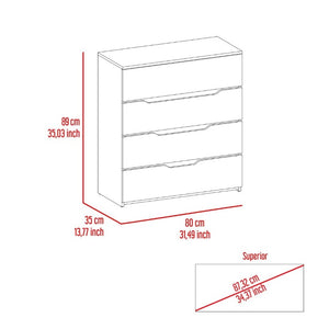 English Elm White Two Tone Oak Accent Compact Dresser Set Slim Modern Storage for Small Bedrooms B062S02491