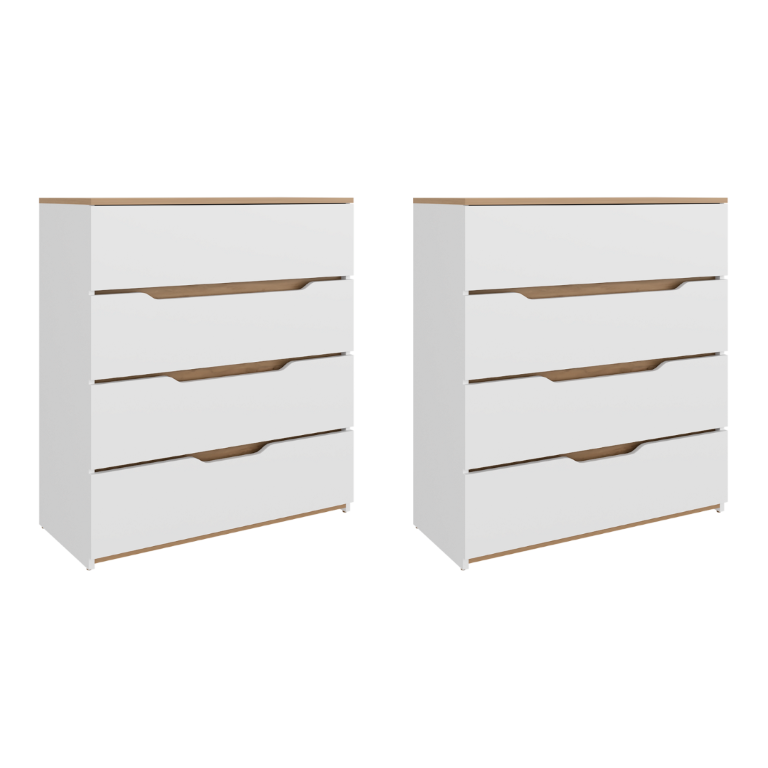 English Elm White Two Tone Oak Accent Compact Dresser Set Slim Modern Storage for Small Bedrooms B062S02491