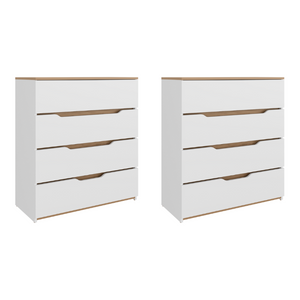 English Elm White Two Tone Oak Accent Compact Dresser Set Slim Modern Storage for Small Bedrooms B062S02491